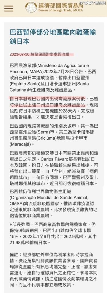 質疑放任進口巴西禽流感雞蛋　洪孟楷：要求農業部說明進口產地